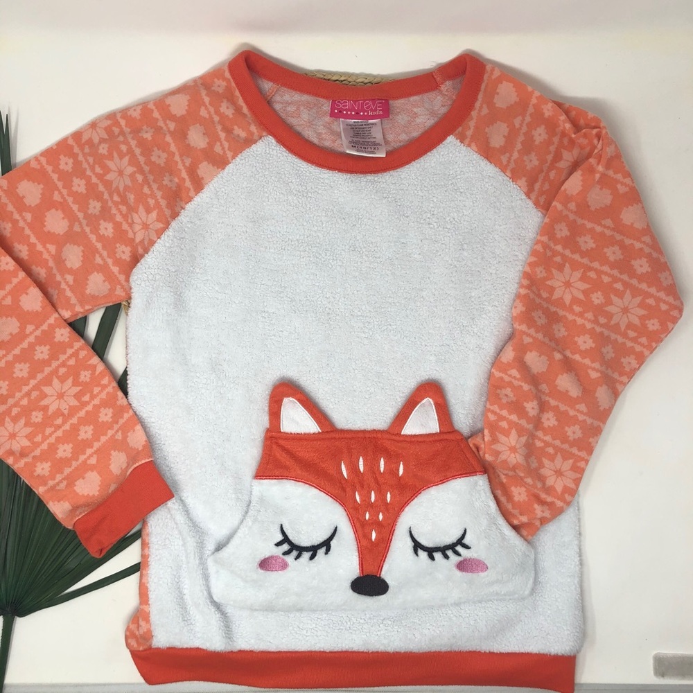 Saint Eve girls Sleeping Fox Pullover Pajama Top M